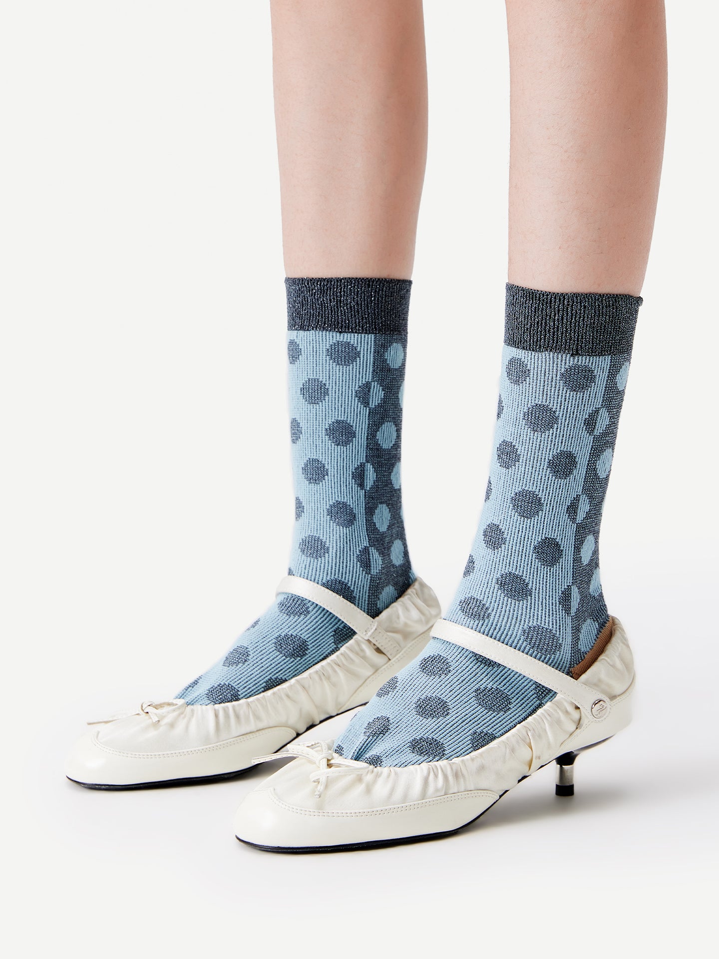 Textured Dot & Stripe Mesh Crew Sock