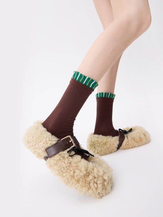 Lace-Top Mid-Calf Socks
