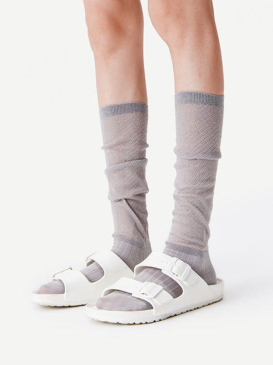 Textured Fine Stripe Calf Sock