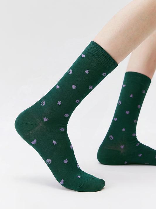 Smiley Dot Crew Socks