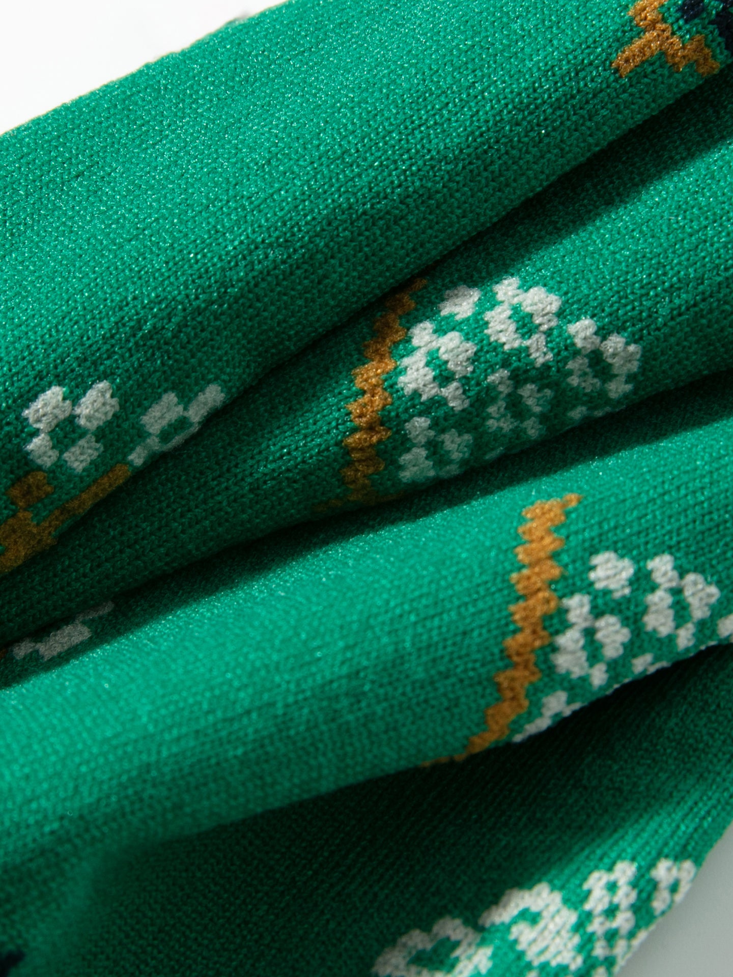 Ruffle-Trim Ethnic Brocade Crew Socks