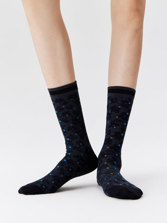 Contrast Dot Mesh Crew Socks
