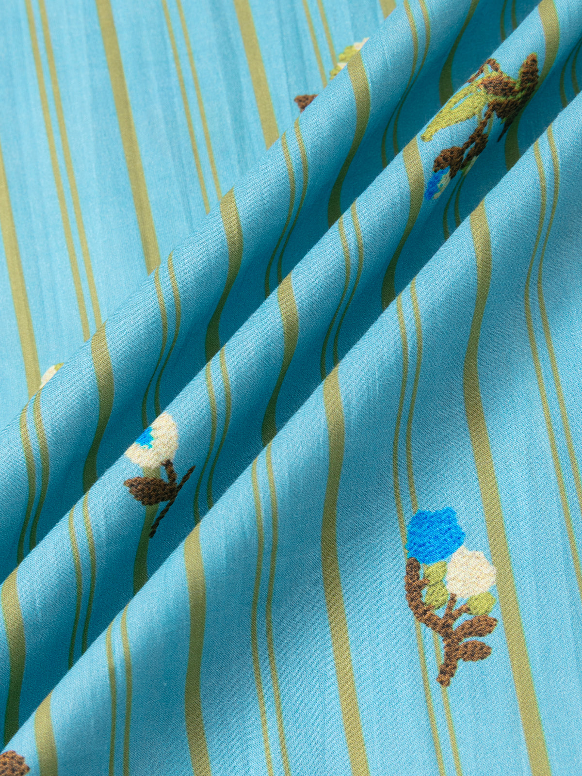 Retro Embroidered Floral-Striped Long-Sleeve Loungewear