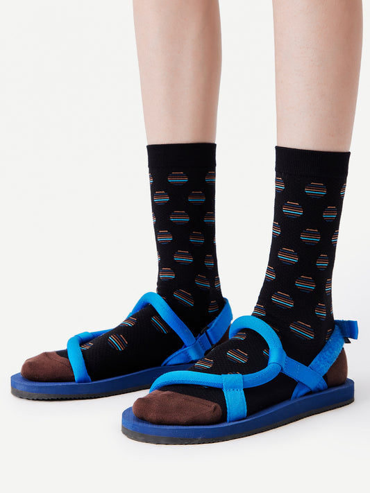 Mixed-Color Polka Dot Glossy Crew Sock