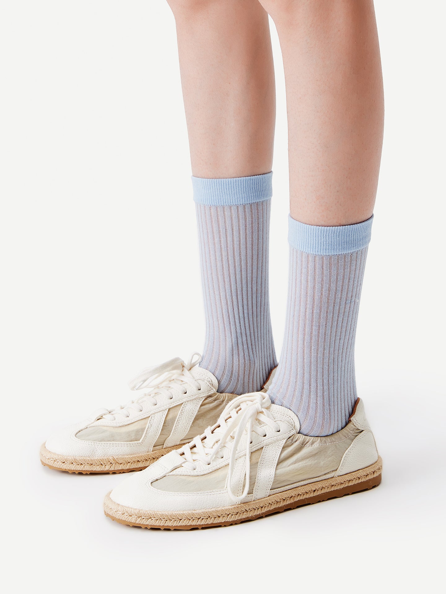 Textured Fine Stripe Crew Sock