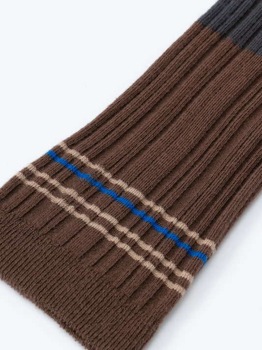 Bold Striped Trim Calf Sock