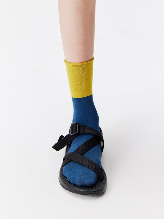 Contrast Trim Silk Blend Crew Socks