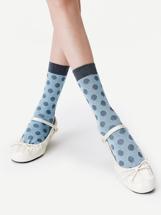 Textured Dot & Stripe Mesh Crew Sock