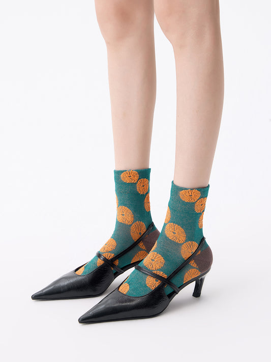 Floral Polka Dots Mid-Calf Socks