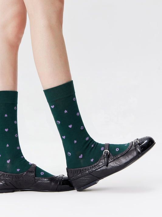 Smiley Dot Crew Socks