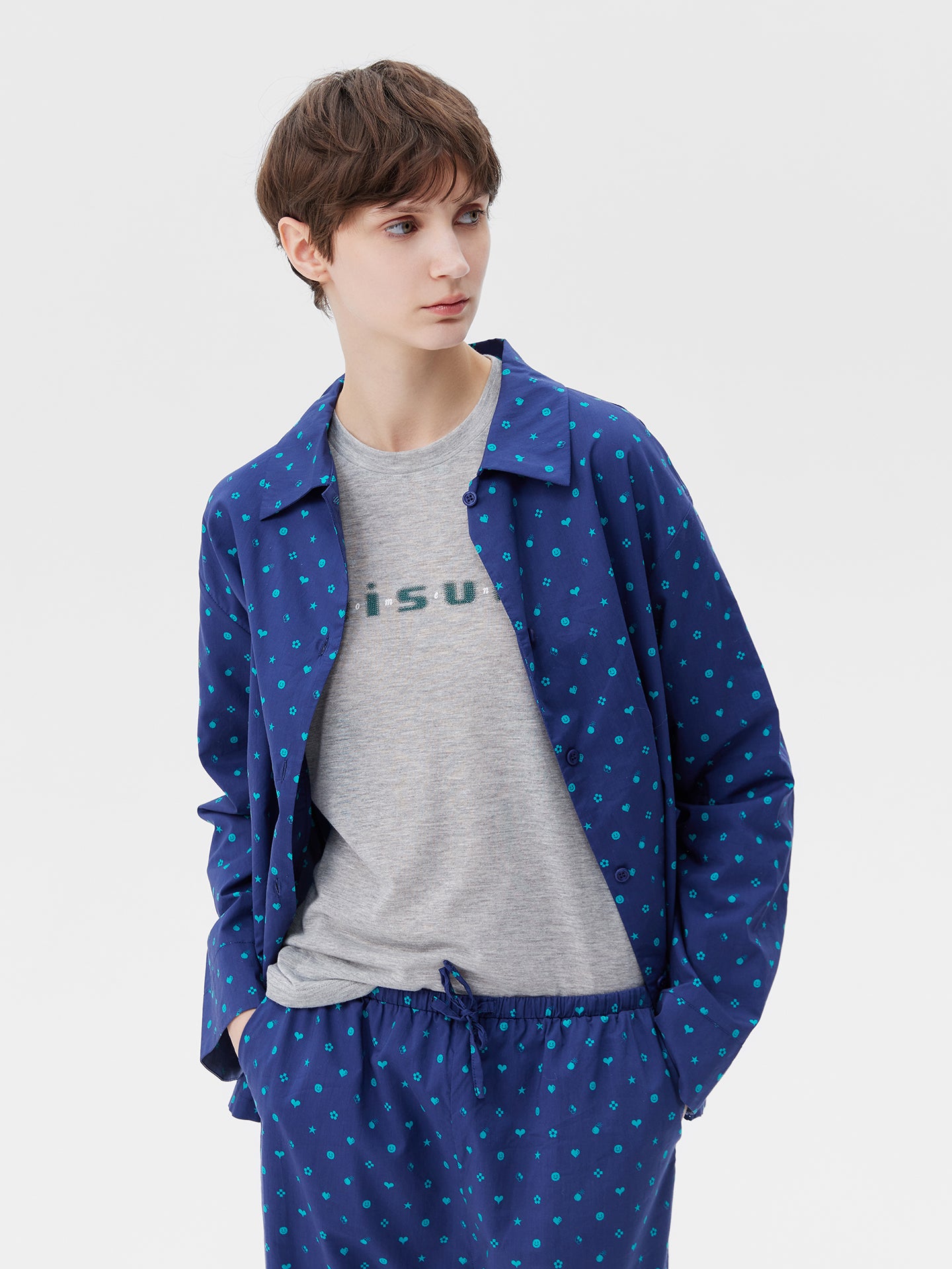 Printed Symbol & Polka Dot Loungewear Set