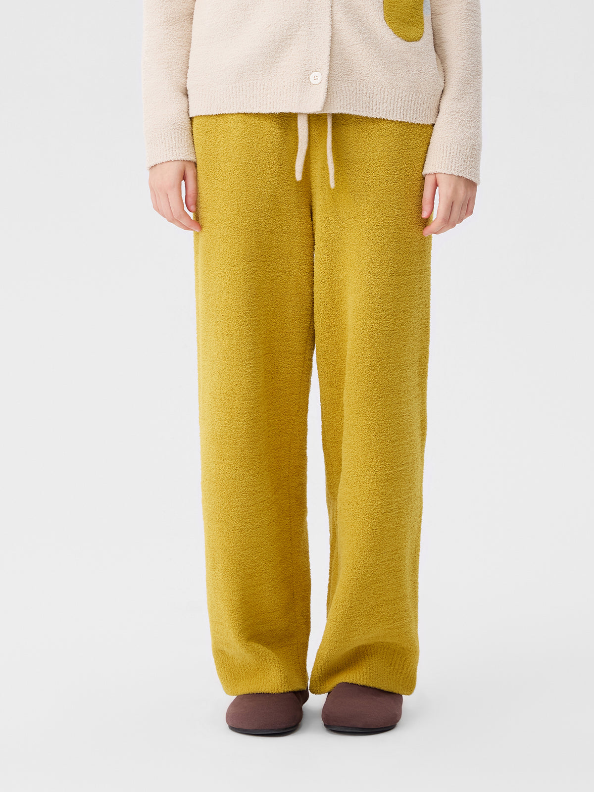 Contrast-Color Pocket Half-Velvet Cardigan Loungewear