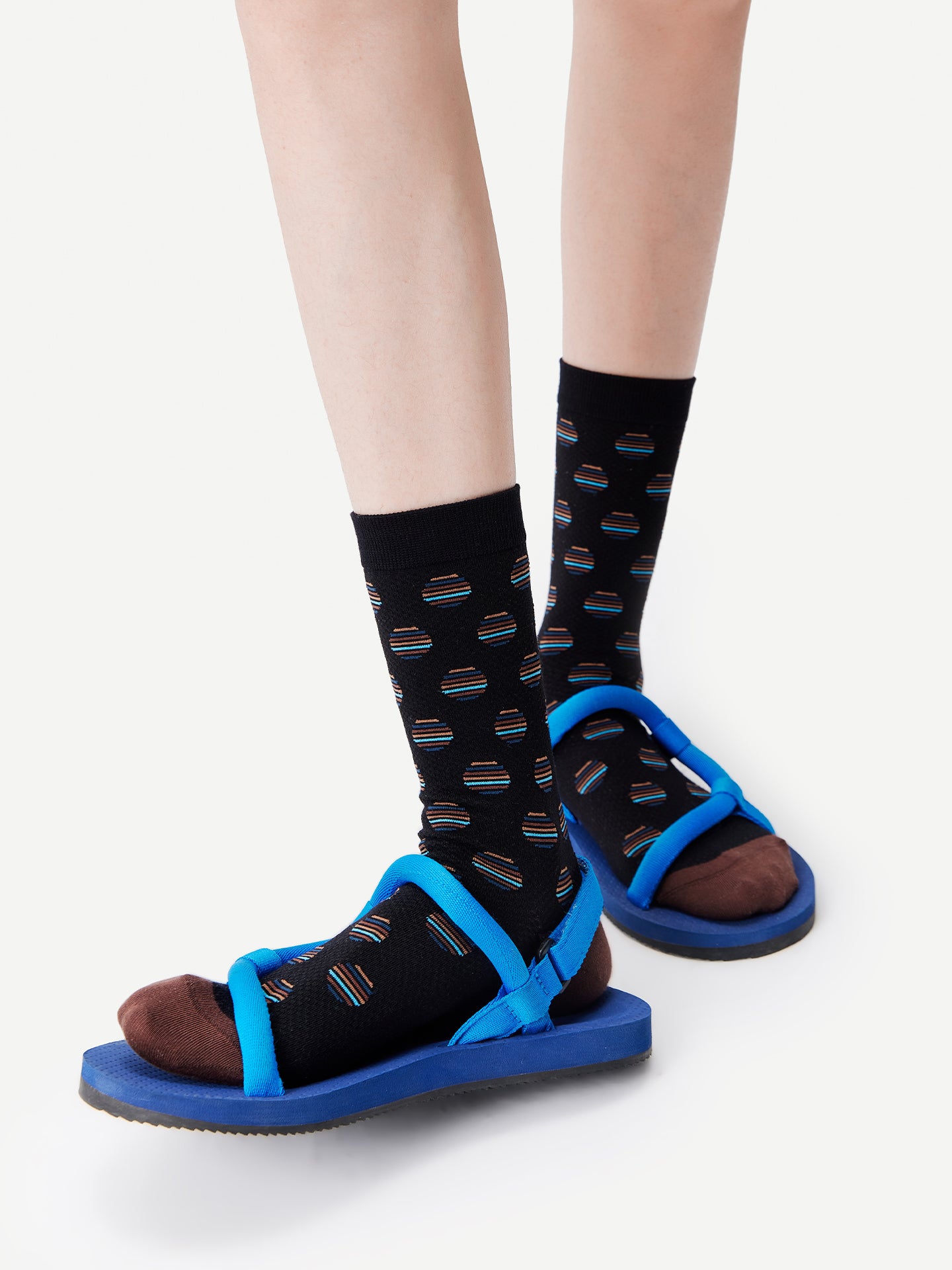 Mixed-Color Polka Dot Glossy Crew Sock