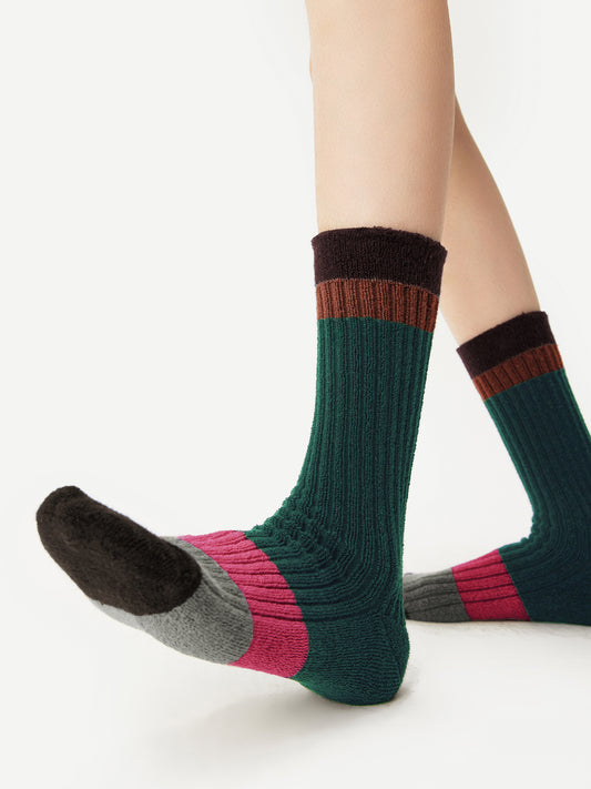 Contrast Color Terry Crew Sock