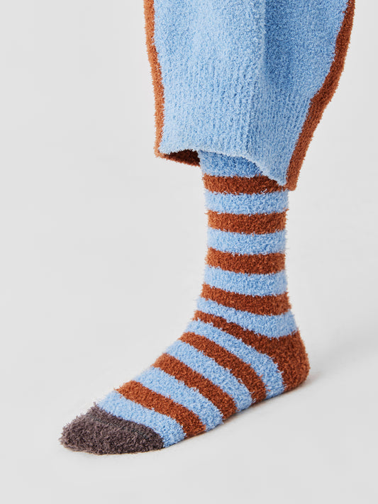 Contrast Stripe Soft Sherpa Sock