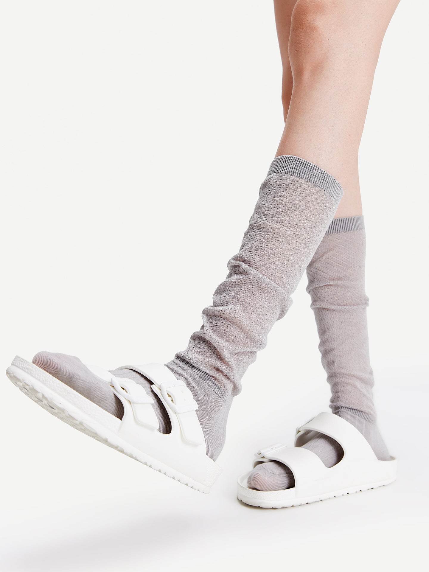Textured Fine Stripe Calf Sock