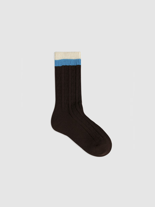 Contrast Cuff Combed Cotton Crew Socks