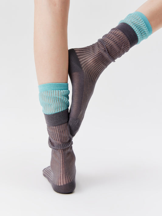 Layered Contrast Calf Socks