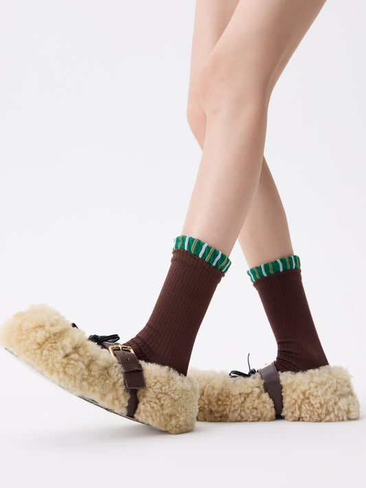 Lace-Top Mid-Calf Socks