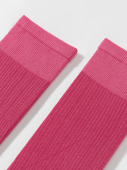 Chain Pattern Silk Blend Crew Socks