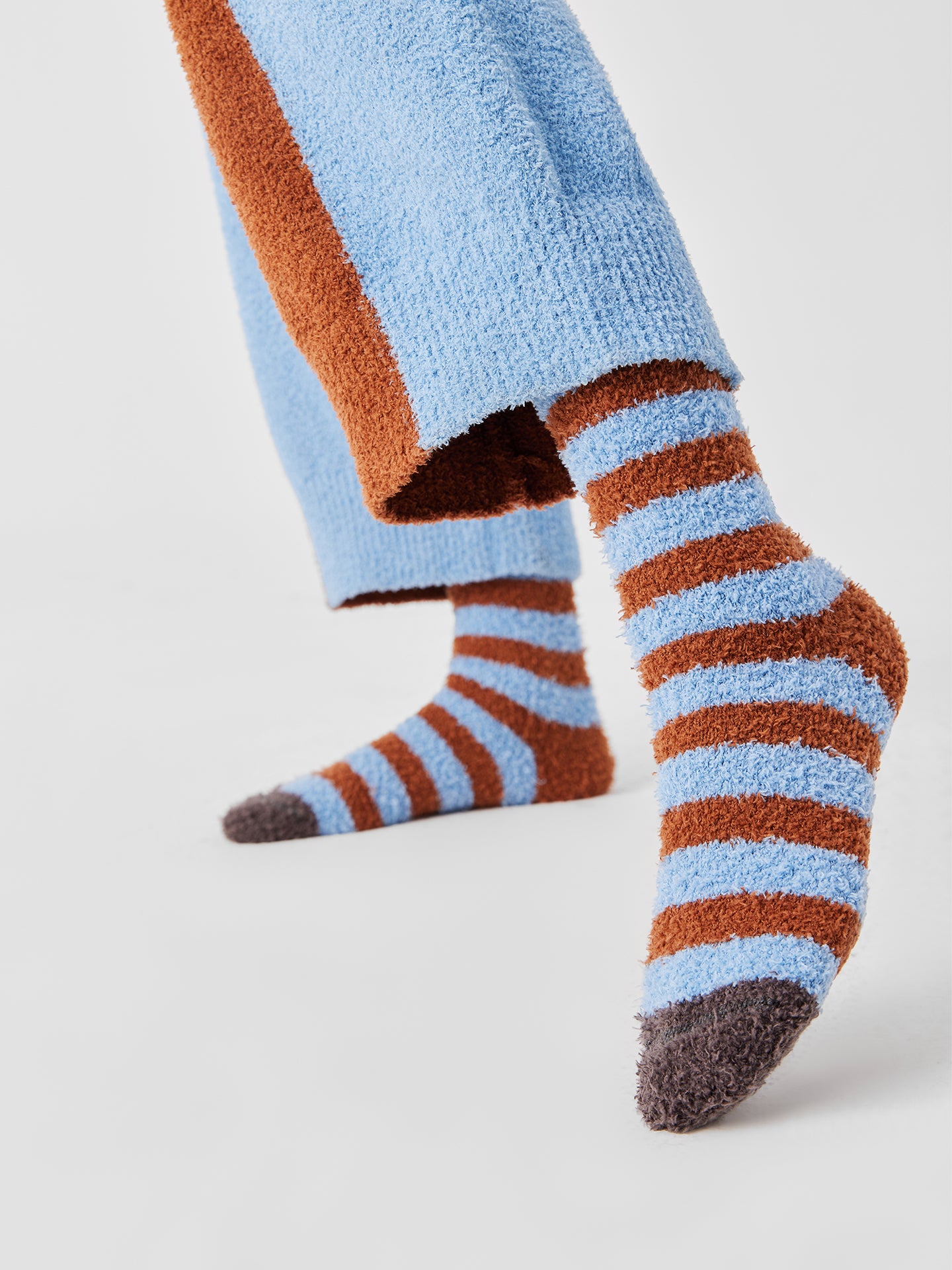 Contrast Stripe Soft Sherpa Sock