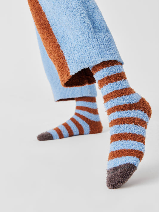 Contrast Stripe Soft Sherpa Sock