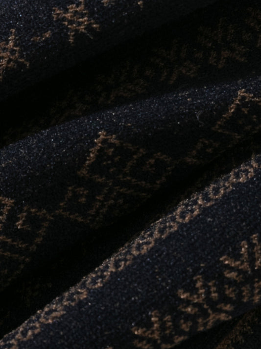 Brocade-Textured Double Cuff Crew Sock