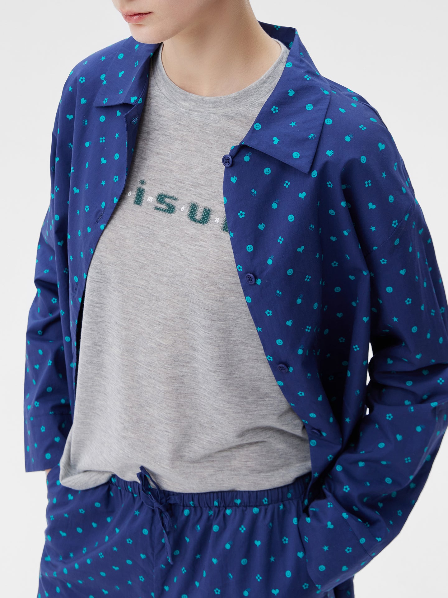 Printed Symbol & Polka Dot Loungewear Set