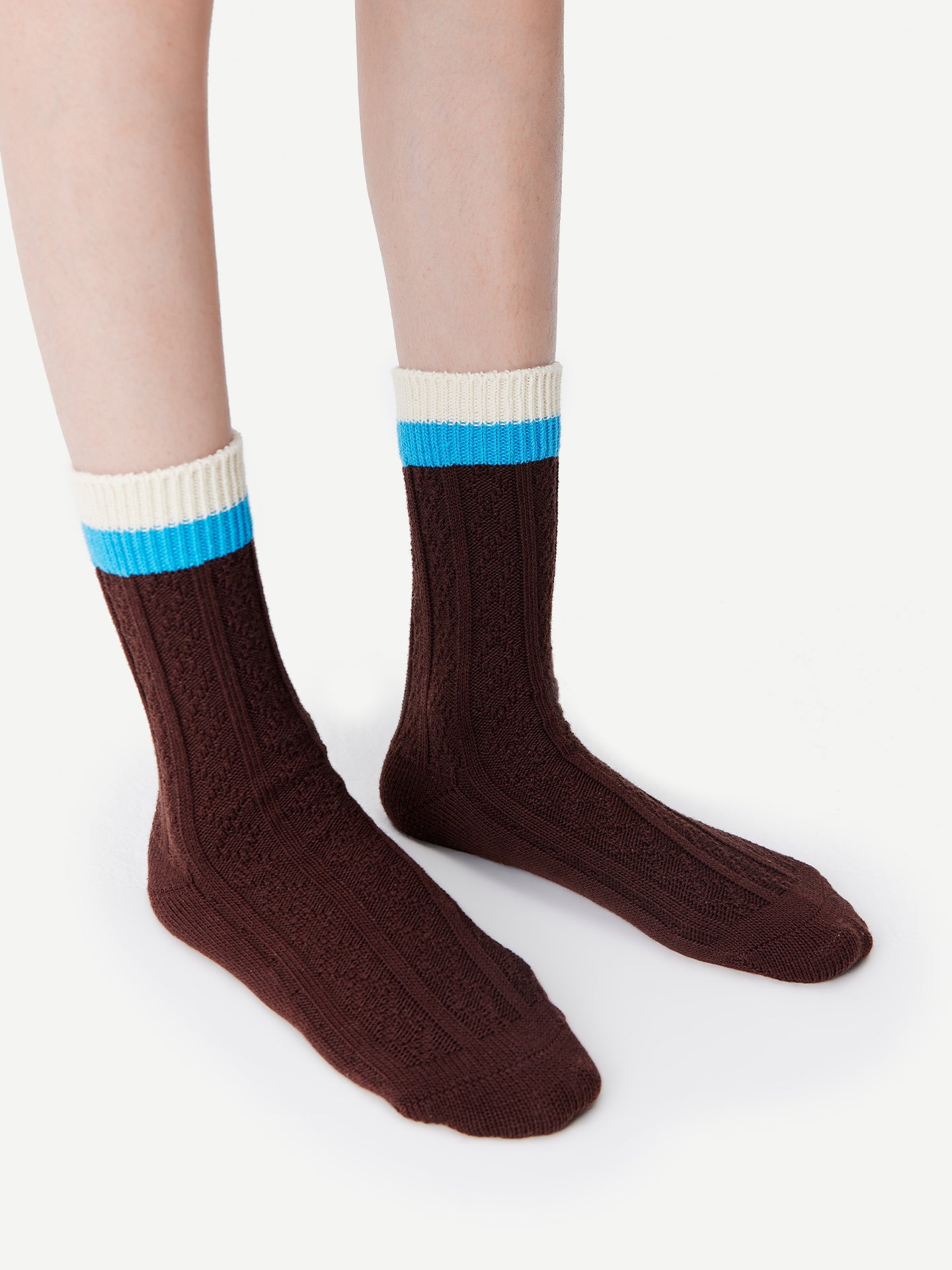 Contrast Cuff Combed Cotton Crew Socks