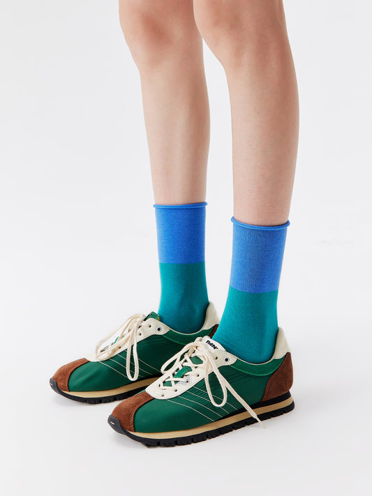 Contrast Trim Silk Blend Crew Socks