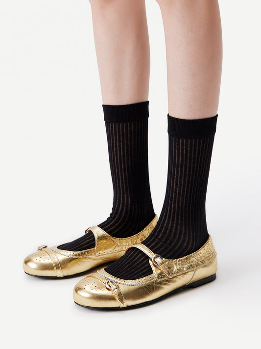 Textured Fine Stripe Crew Sock