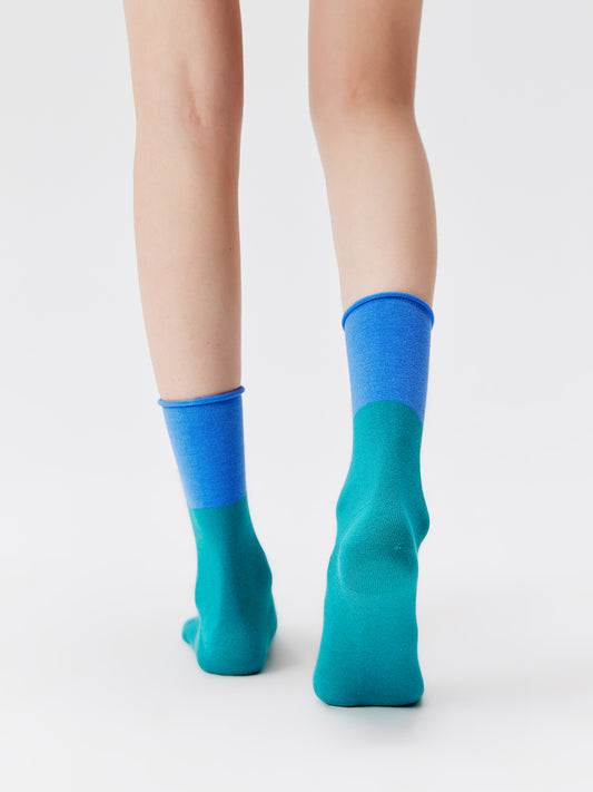 Contrast Trim Silk Blend Crew Socks