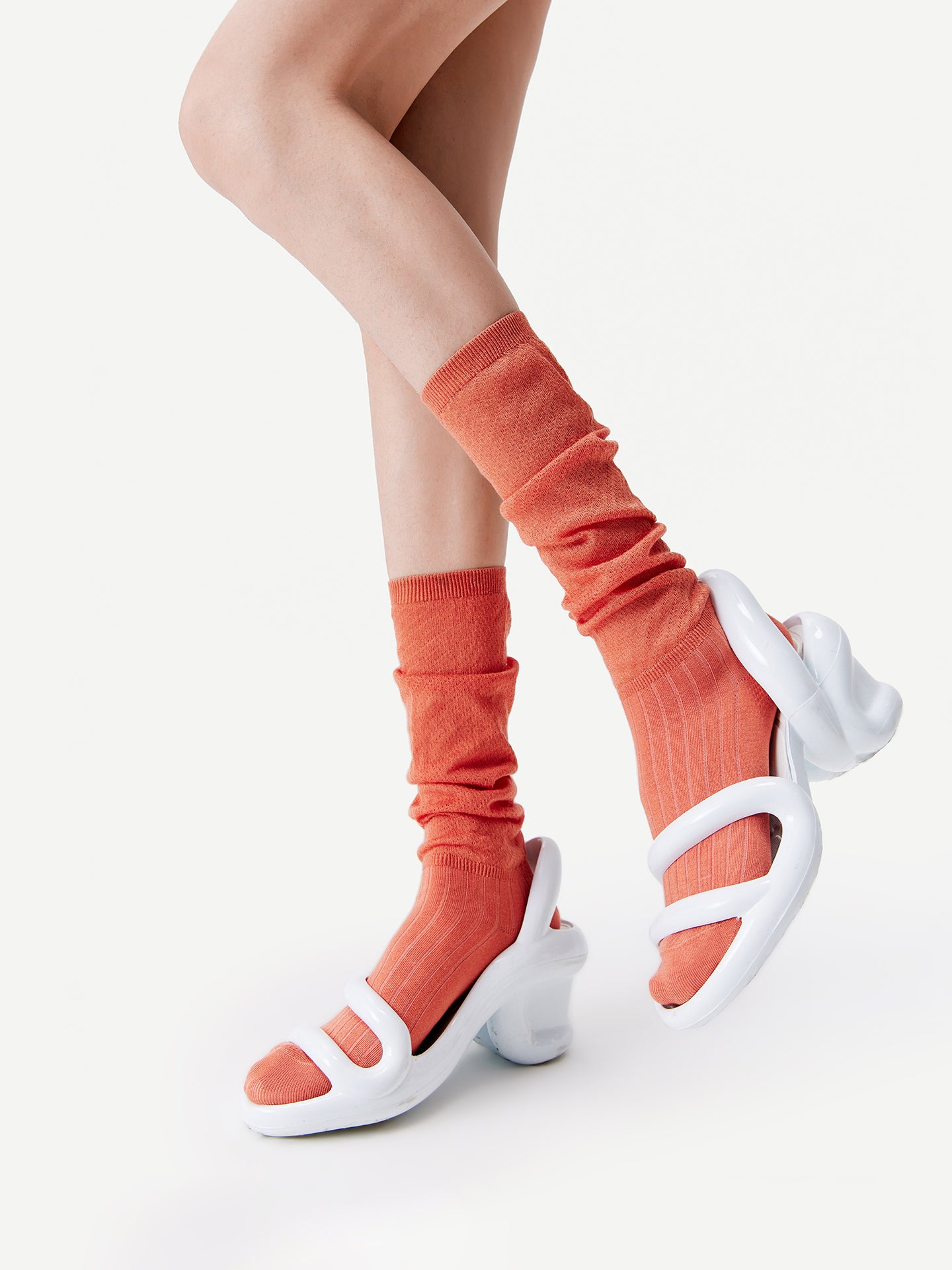 Textured Fine Stripe Calf Sock