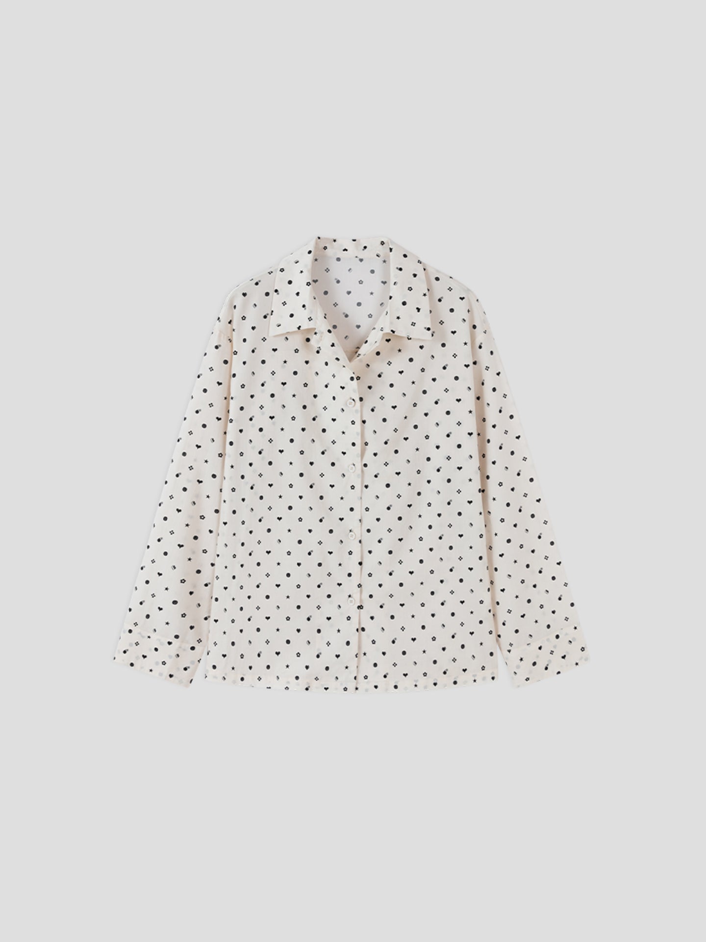 Printed Symbol & Polka Dot Loungewear Set