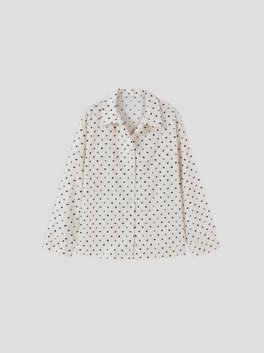 Printed Symbol & Polka Dot Loungewear Set