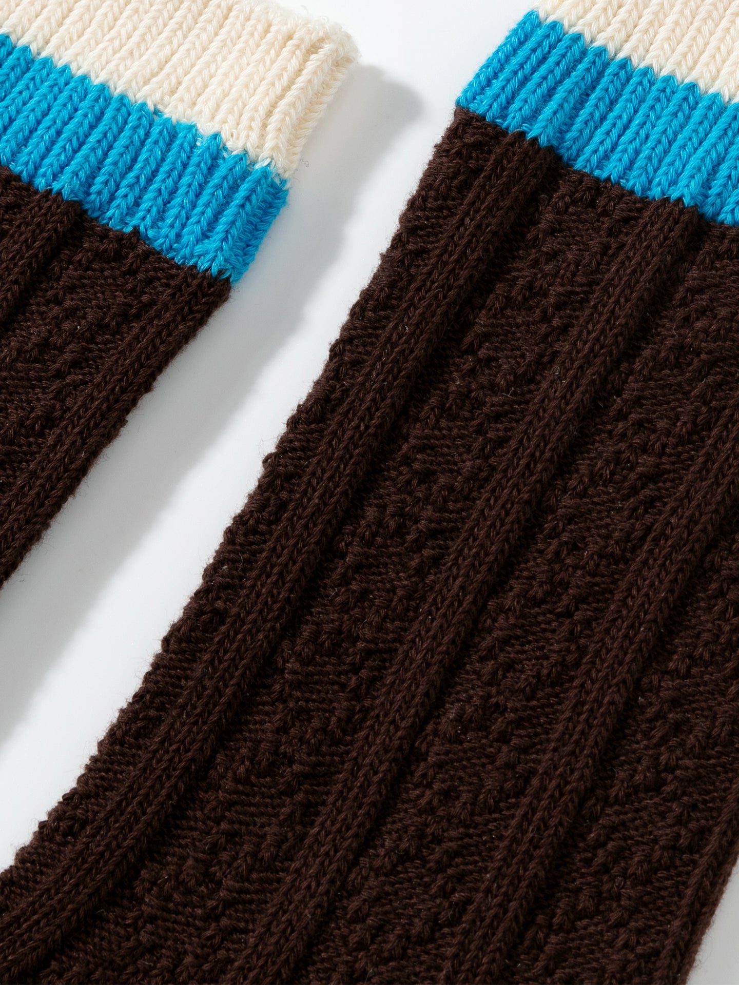 Contrast Cuff Combed Cotton Crew Socks