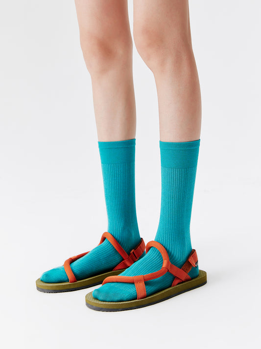 Chain Pattern Silk Blend Crew Socks