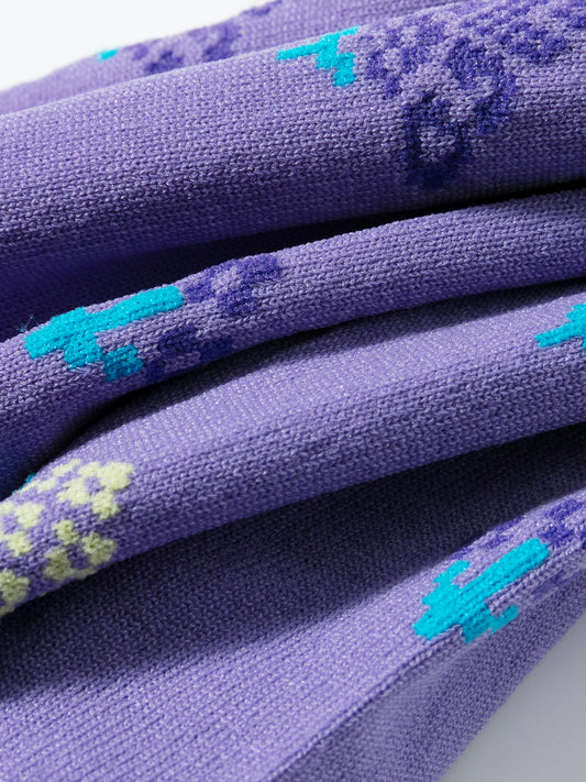 Ruffle-Trim Ethnic Brocade Crew Socks