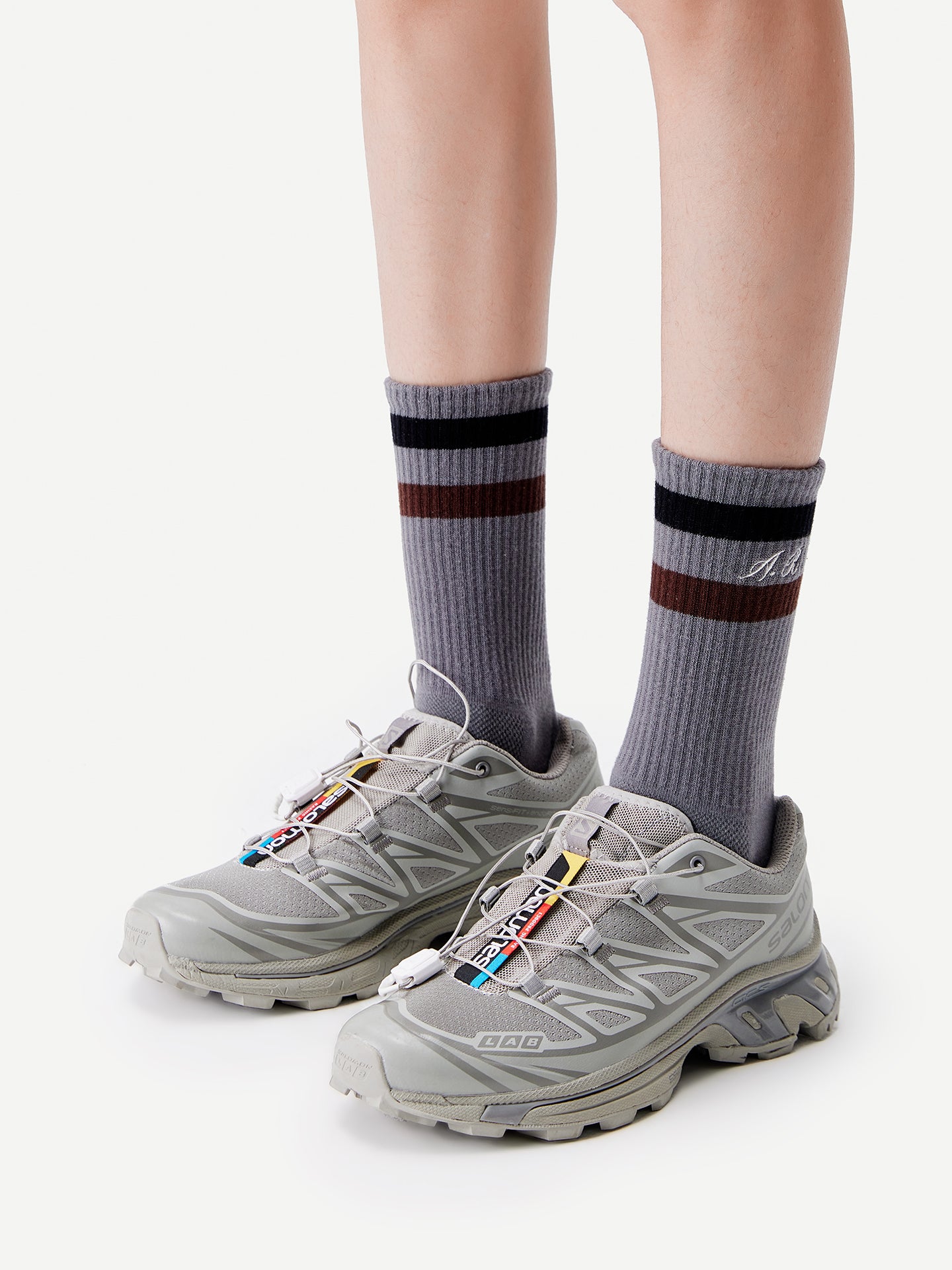 Striped Cuff Combed Cotton Crew Socks