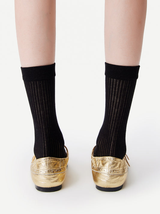 Textured Fine Stripe Crew Sock