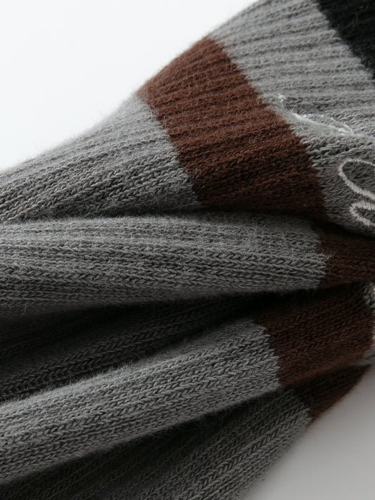 Striped Cuff Combed Cotton Crew Socks