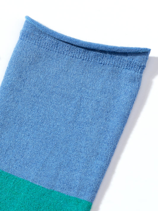 Contrast Trim Silk Blend Crew Socks