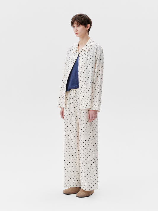 Printed Symbol & Polka Dot Loungewear Set