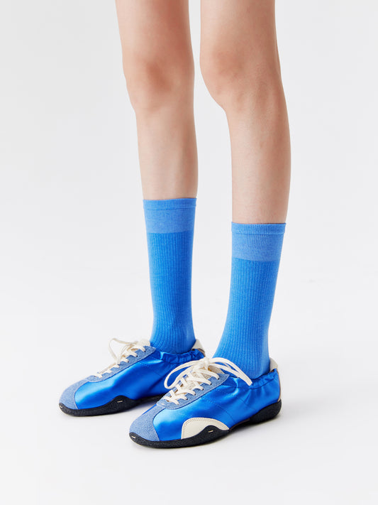 Chain Pattern Silk Blend Crew Socks