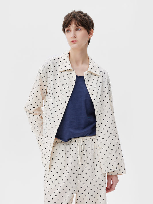 Printed Symbol & Polka Dot Loungewear Set