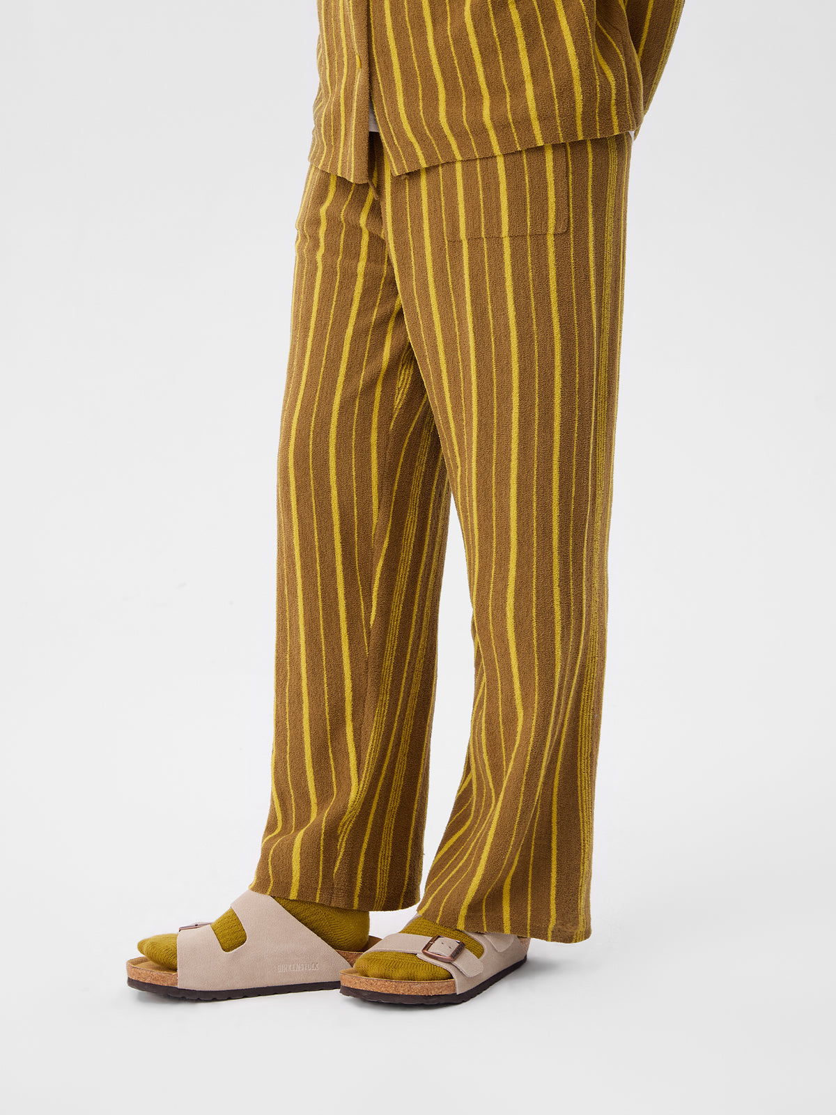 Patchwork-Striped High-Count Half-Velvet Loungewear