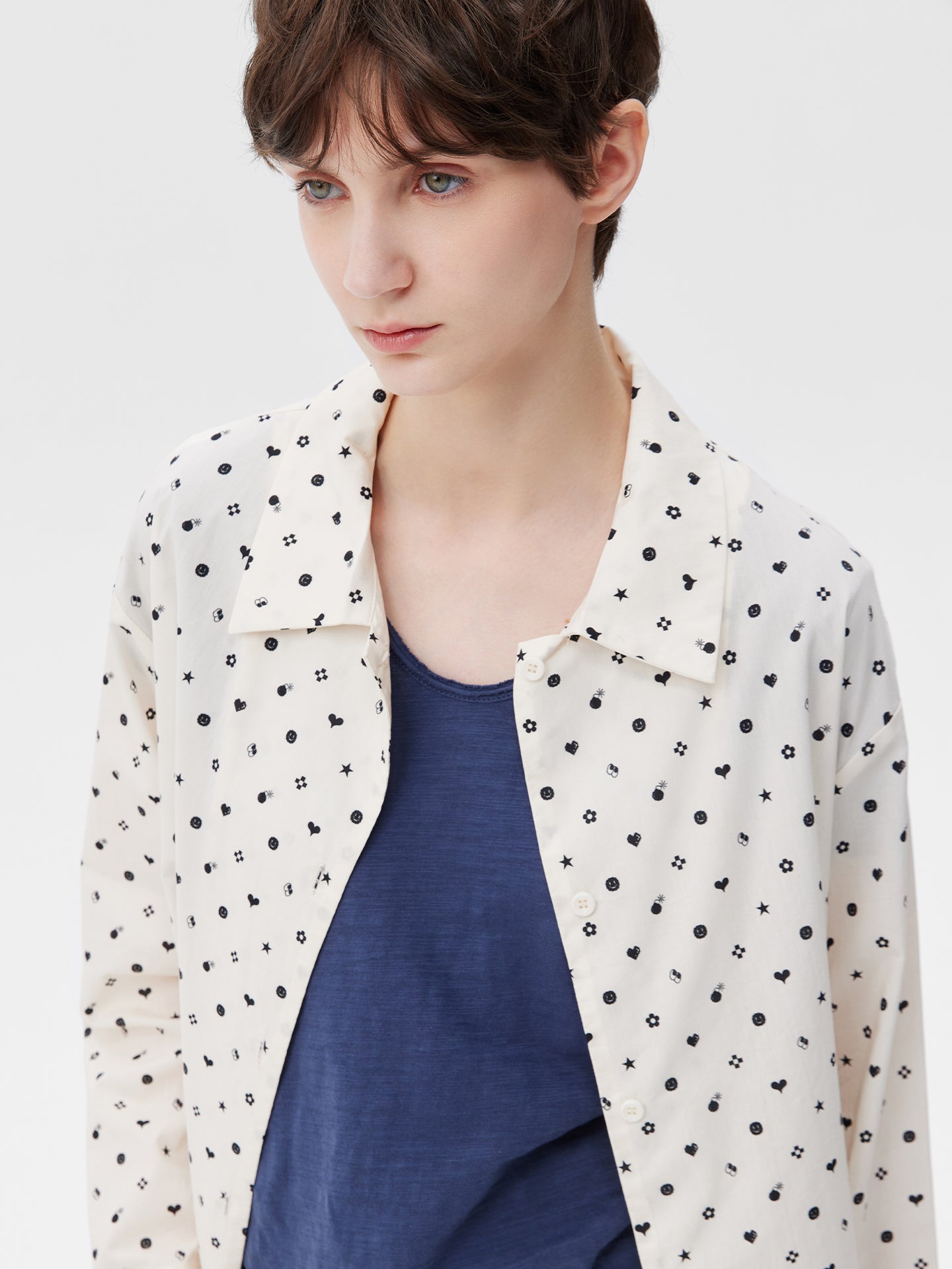 Printed Symbol & Polka Dot Loungewear Set