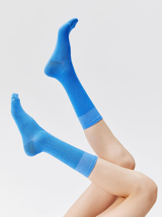Chain Pattern Silk Blend Crew Socks