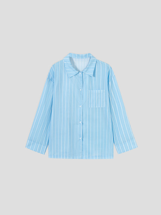 Patterned Striped Long-Sleeve Loungewear