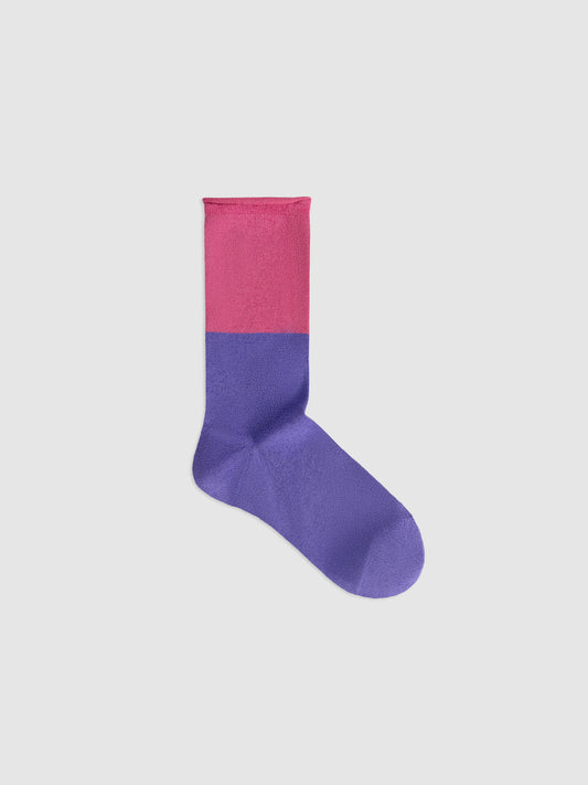 Contrast Trim Silk Blend Crew Socks